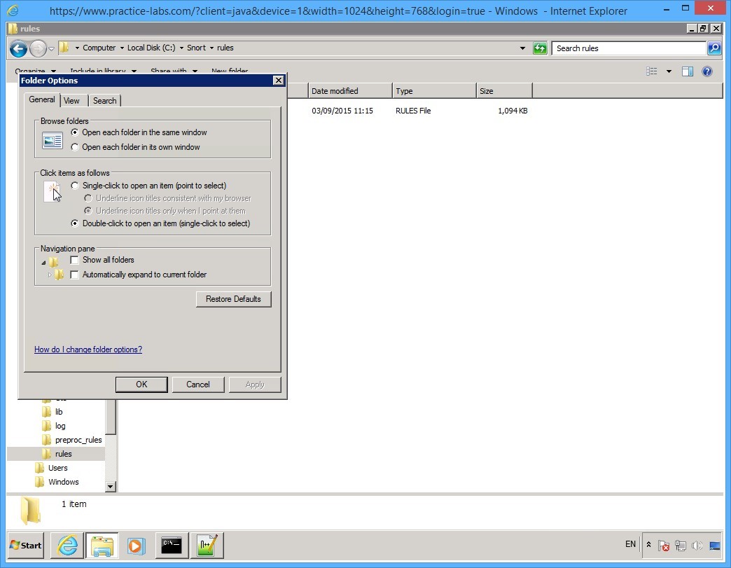 Practice Labs screenshot.